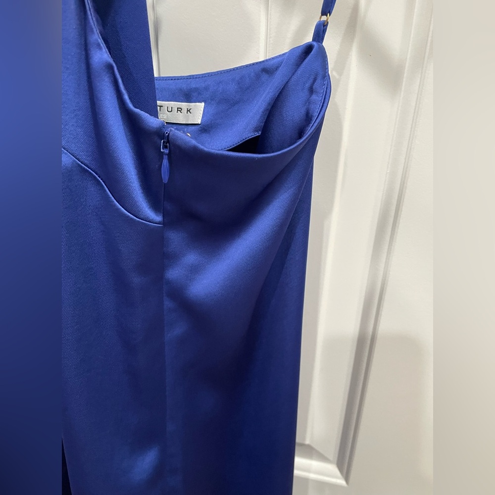 Trina Turk Marita Majorelle Blue Satin Midi Dress Sz 16 - Picture 8 of 9